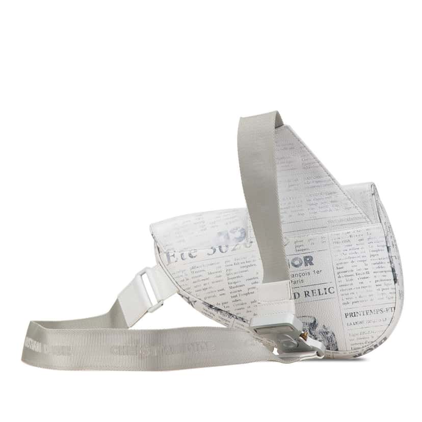 Dior Daniel Arsham Newspaper Print Saddle Bag White Leather Good condition - Inside View