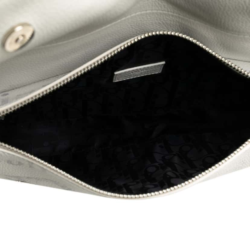 Dior Daniel Arsham Newspaper Print Saddle Bag White Leather Good condition - Box View