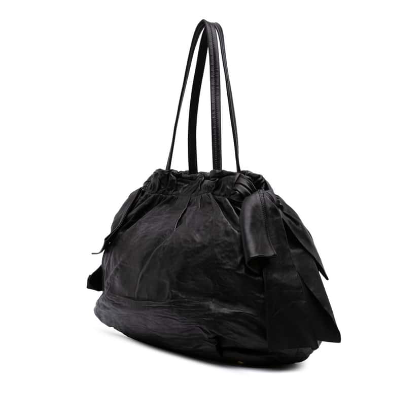Prada Nappa Antique Bow Satchel Black Leather Good condition - Back View