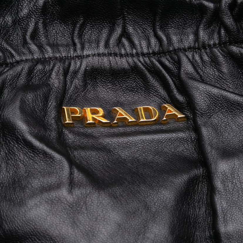 Prada Nappa Antique Bow Satchel Black Leather Good condition - Box View