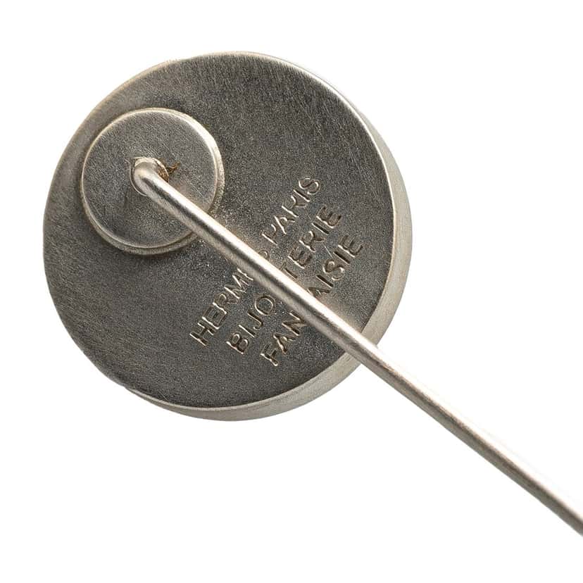 Hermès Palladium Plated Clou de Selle Stick Pin Brooch Silver Metal Good condition - Inside View