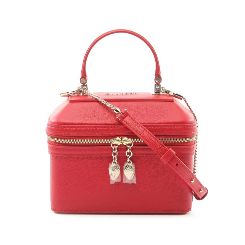 Bvlgari Leather Serpenti Forever Vanity Bag Red Leather Good condition - Front View