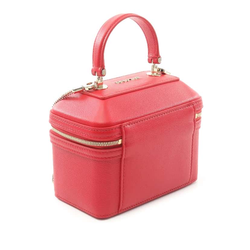Bvlgari Leather Serpenti Forever Vanity Bag Red Leather Good condition - Back View