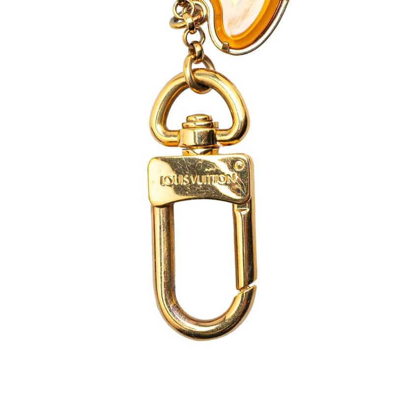 Louis Vuitton Gold Plated Bee Flower Bag Charm Key Chain Gold Metal Good condition - Model View