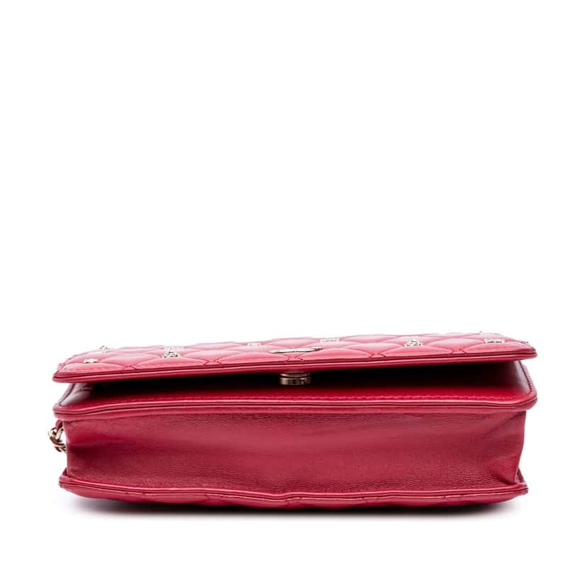 Chanel Quilted Lambskin All About Chanel Wallet On Chain Red Leather Good condition - Inside View