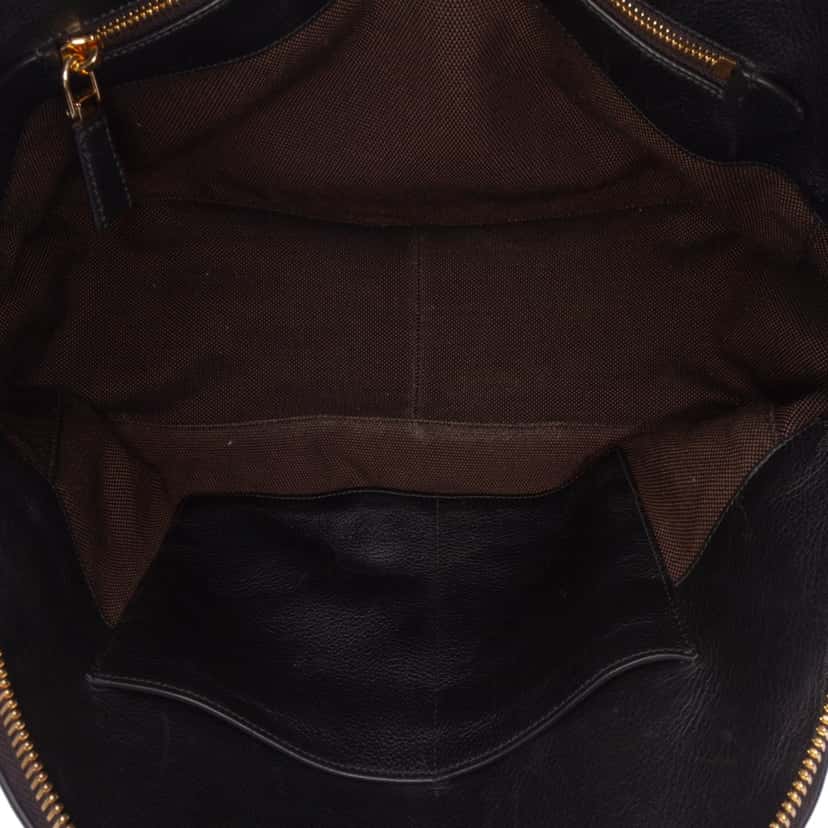 Prada Medium Soft Grain Leather Shopping Bag Black Leather Good condition - Model View