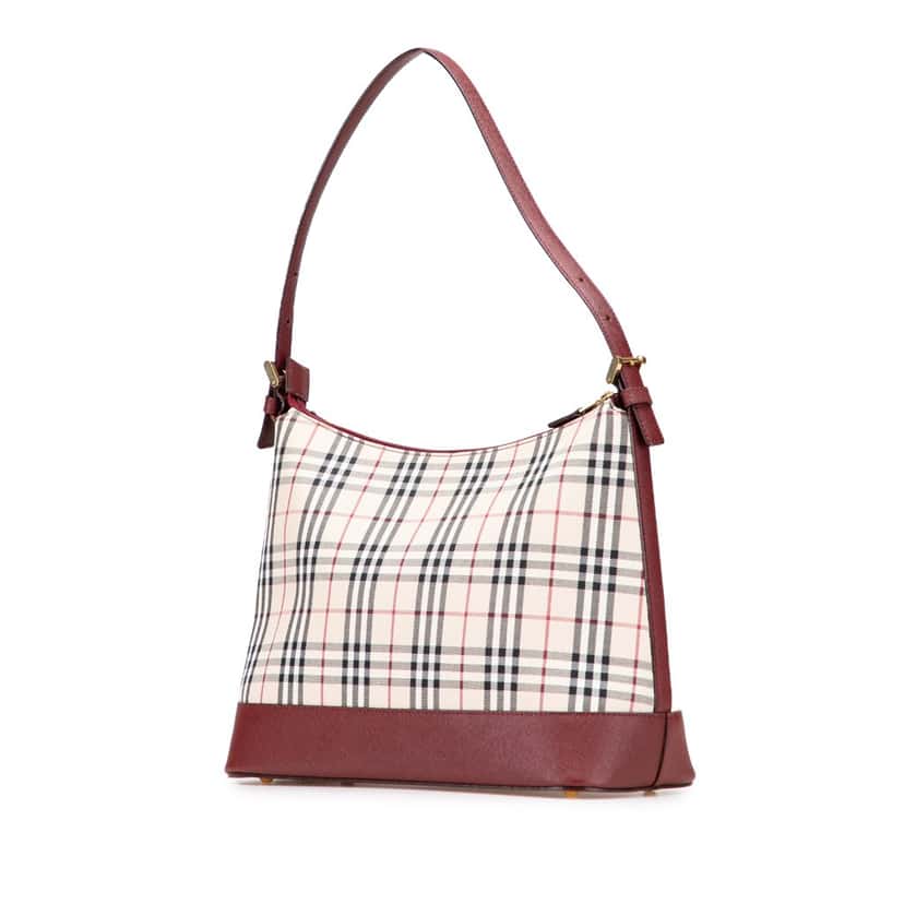 Burberry House Check Canvas Shoulder Bag Brown Canvas Good condition - Back View