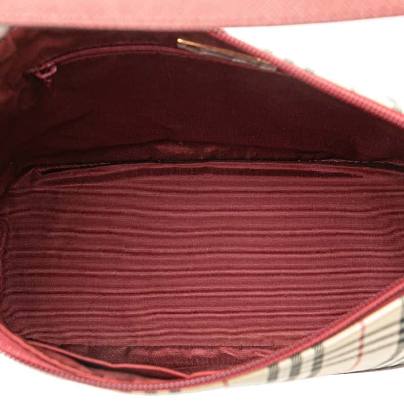 Burberry House Check Canvas Shoulder Bag Brown Canvas Good condition - Model View