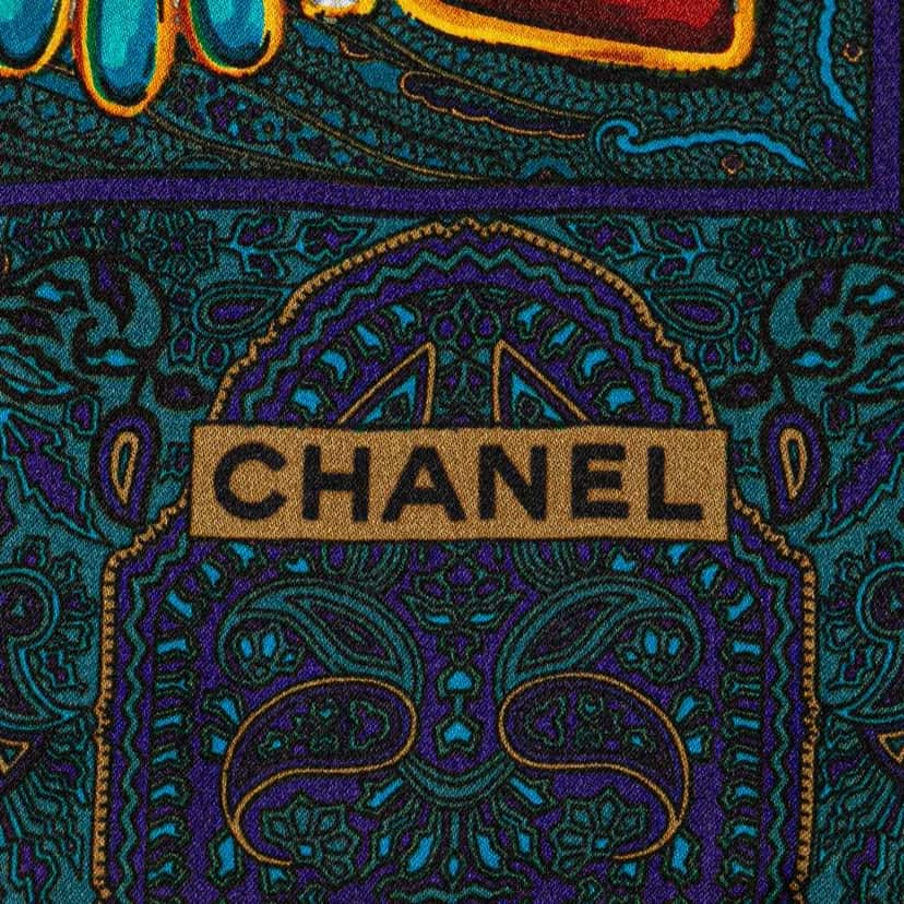 Chanel Gripoix Silk Scarf Green Silk Very good condition - Inside View