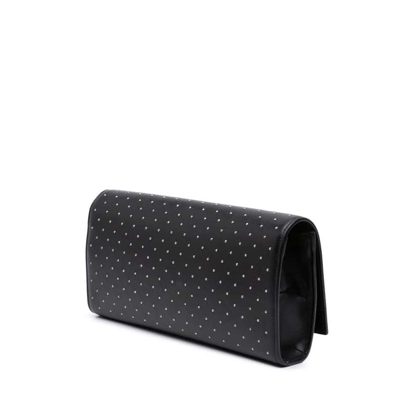 Saint Laurent Leather Monogram Studded Cassandre Clutch Black Leather Good condition - Back View