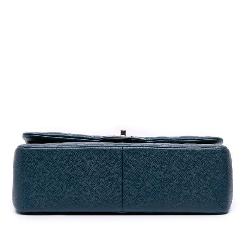 Chanel Jumbo Classic Iridescent Caviar Double Flap Blue Leather Good condition - Inside View