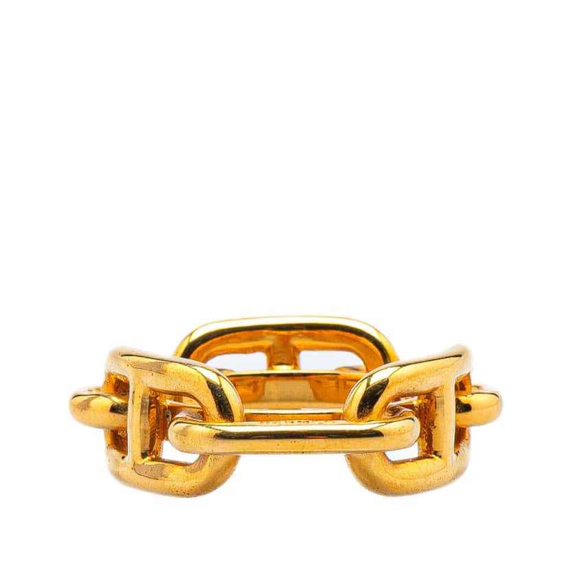 Hermès Gold Plated Chaine d'Ancre Scarf Ring Gold Metal Good condition - Front View