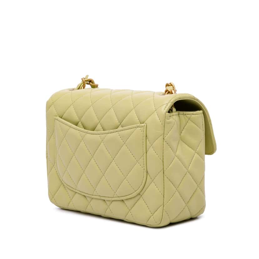 Chanel Mini Square Lambskin Casino Royale Charms Single Flap Green Leather Good condition - Back View