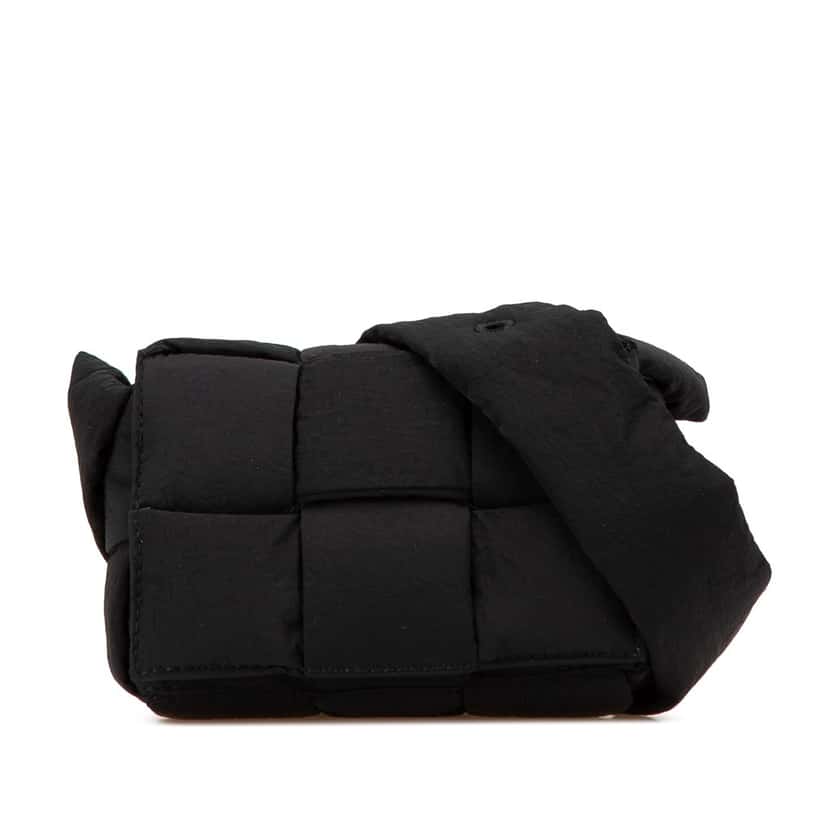 Bottega Veneta Candy Nylon Intrecciato Padded Tech Cassette Crossbody Black Good condition - Front View