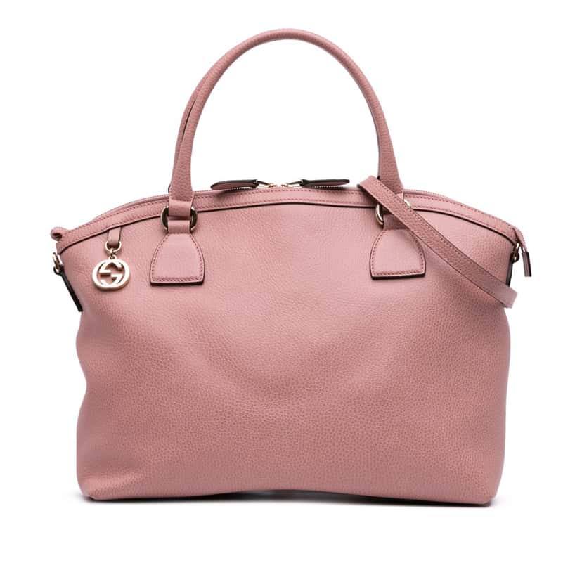 Gucci Large Dollar Calfskin GG Charm Dome Satchel Pink Leather Good condition - Front View