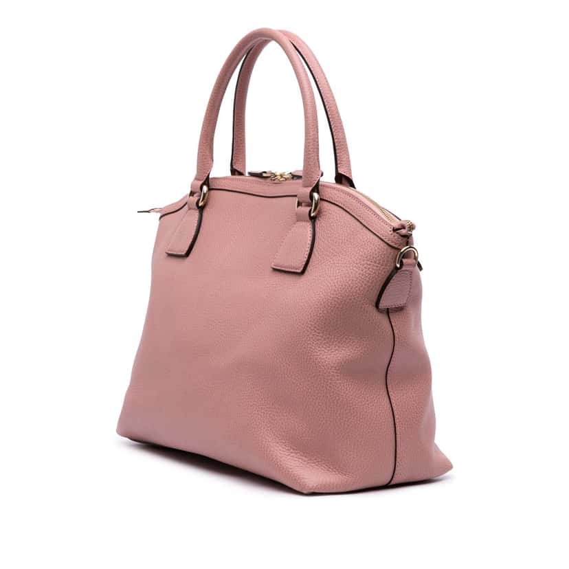 Gucci Large Dollar Calfskin GG Charm Dome Satchel Pink Leather Good condition - Back View