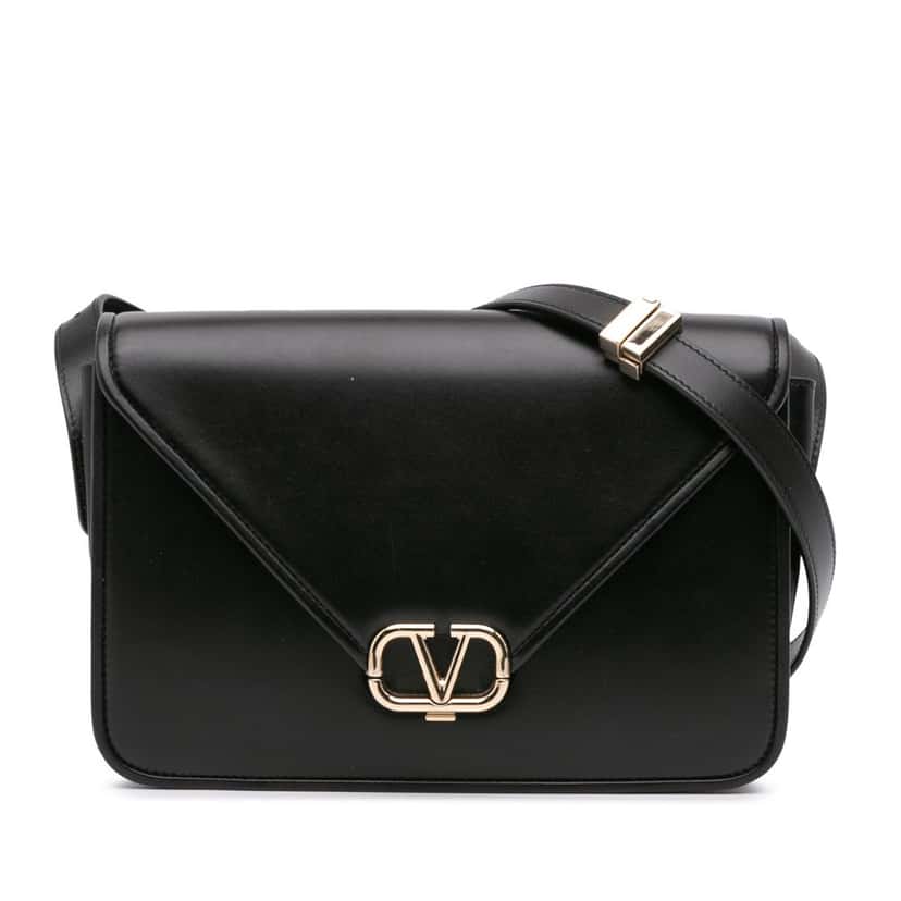 Valentino Small Leather Letter Crossbody Black Leather Good condition - Front View