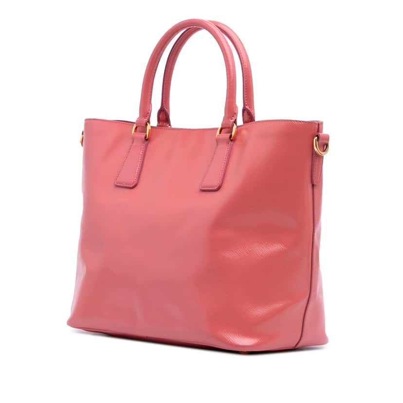Prada Saffiano Vernice Satchel Pink Leather Good condition - Back View