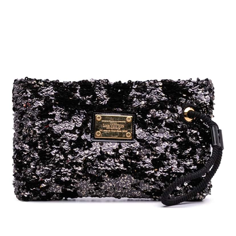 Louis Vuitton Sequins Rococo Pochette Black Canvas Good condition - Front View