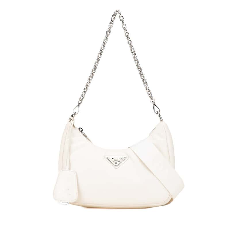 Prada Nappa Soft Padded Re Edition 2005 Satchel White Leather Good condition - Front View