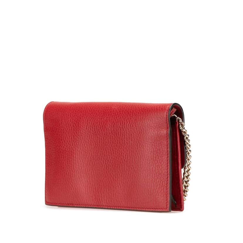 Gucci Leather Interlocking G Dollar Wallet on Chain Red Leather Good condition - Back View