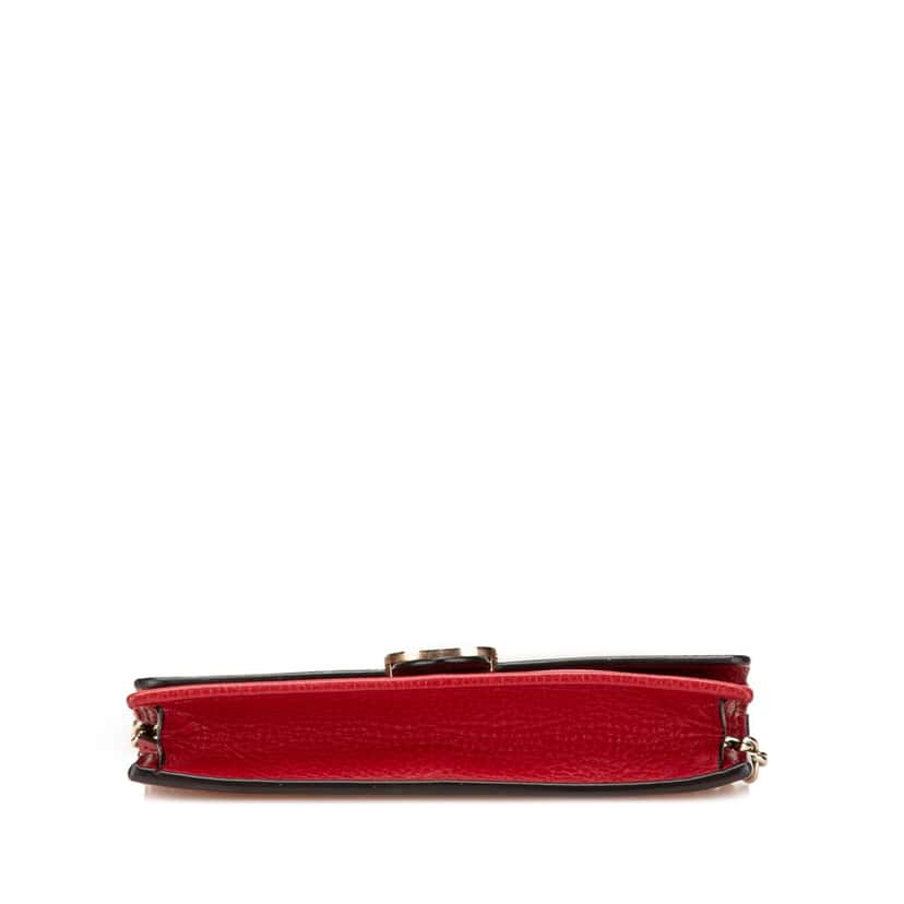 Gucci Leather Interlocking G Dollar Wallet on Chain Red Leather Good condition - Inside View