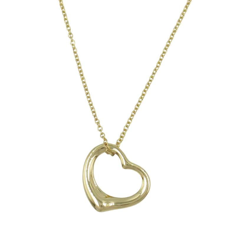 Tiffany & Co 18K Yellow Gold Small Elsa Peretti Open Heart Pendant Necklace Gold Gold Good condition - Back View