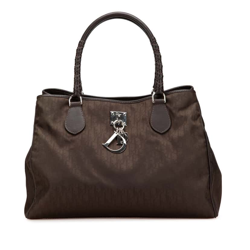 Dior Medium Diorissimo Trotter Nylon Lovely Tote Brown Good condition - Front View