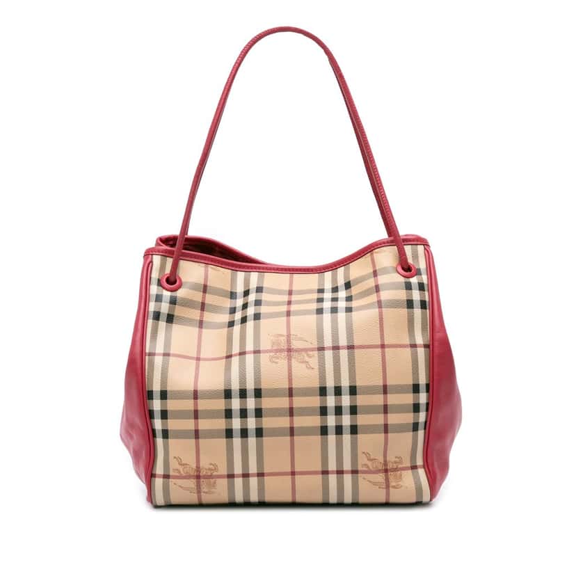 Burberry Small Haymarket Check Canvas Canterbury Tote Brown Canvas Good condition - Front View