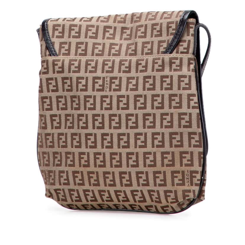 Fendi Zucchino Canvas Crossbody Brown Canvas Good condition - Back View