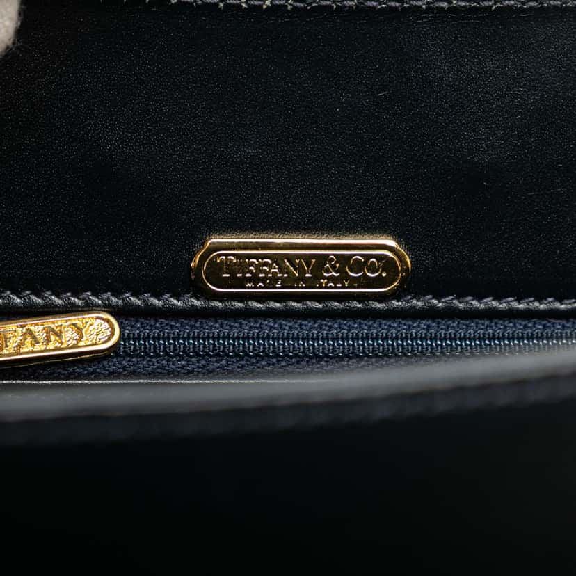 Tiffany & Co Leather Chain Crossbody Blue Leather Good condition - Box View