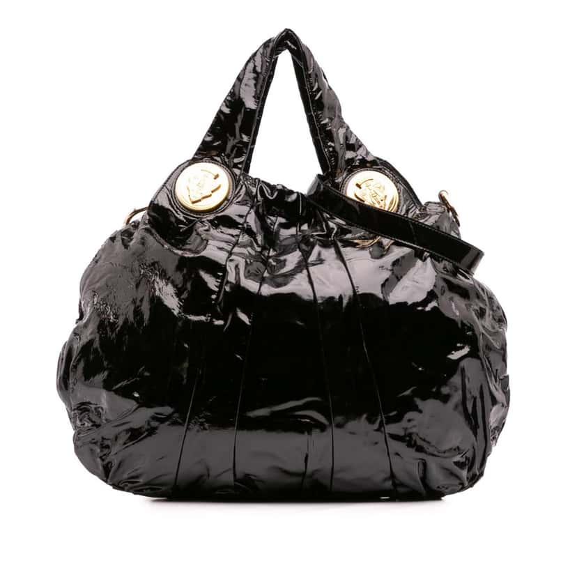 Gucci Large Patent Hysteria Satchel Black Leather Good condition - Front View