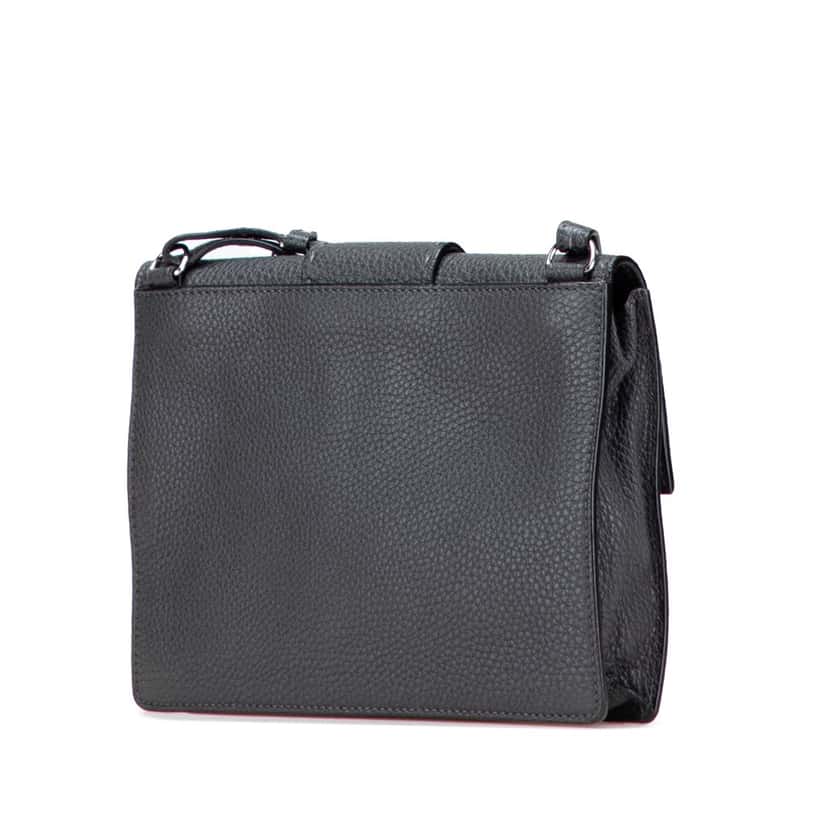 Fendi Leather Selleria Flat Baguette Crossbody Grey Leather Good condition - Back View