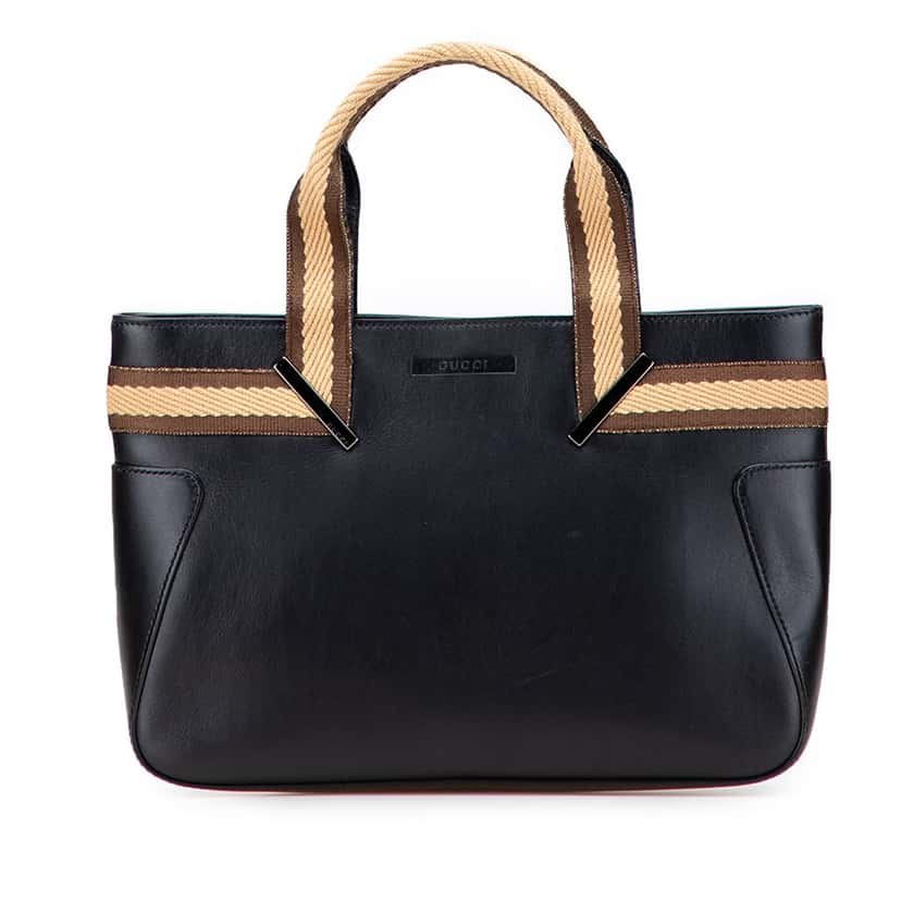 Gucci Leather Web Handbag Black Leather Good condition - Front View