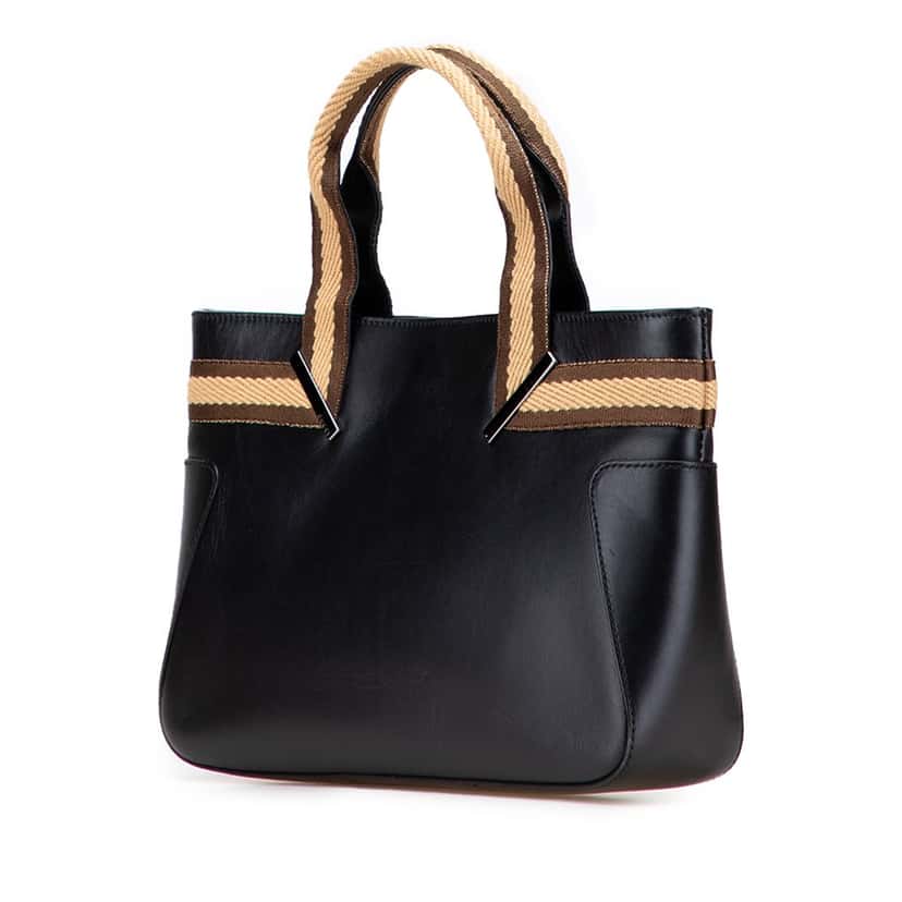Gucci Leather Web Handbag Black Leather Good condition - Back View