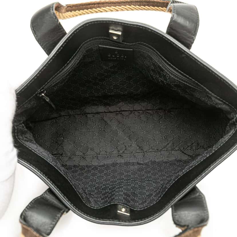 Gucci Leather Web Handbag Black Leather Good condition - Model View