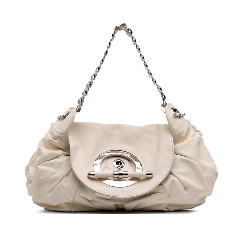 Dior Leather Jazz Club Shoulder Bag White Leather Good condition - Front View