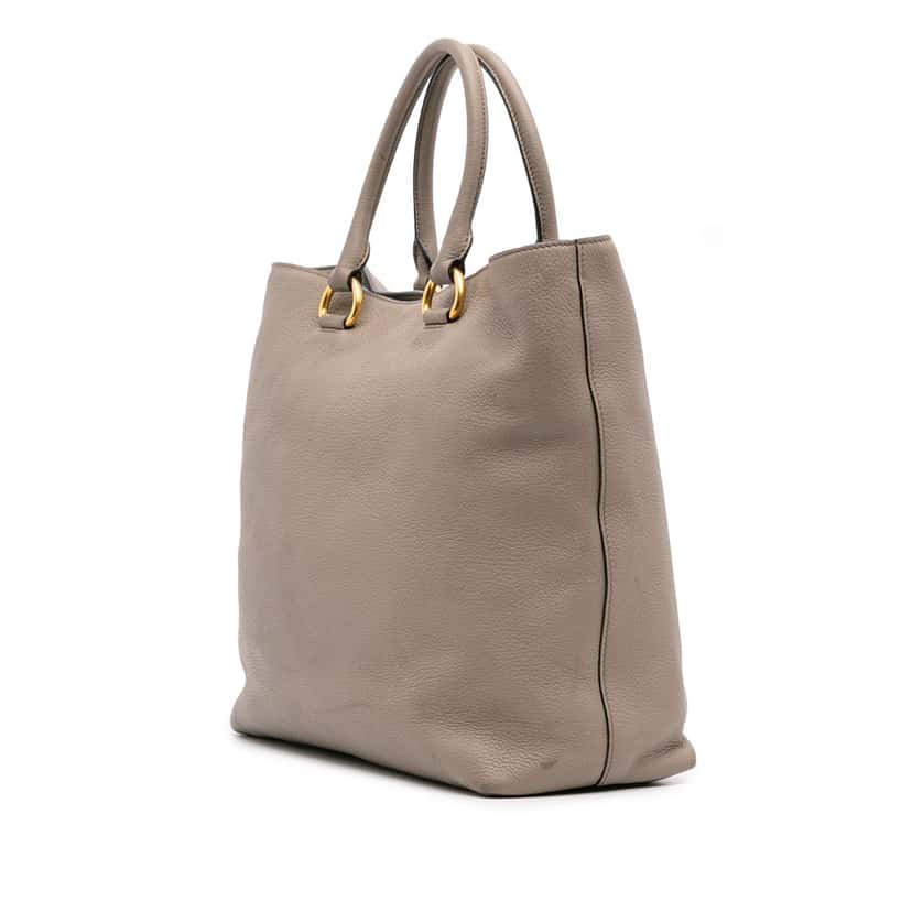 Prada Vitello Daino Open Convertible Tote Grey Leather Good condition - Back View