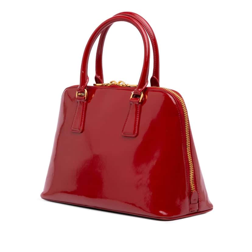 Prada Medium Saffiano Vernice Promenade Satchel Red Leather Good condition - Back View