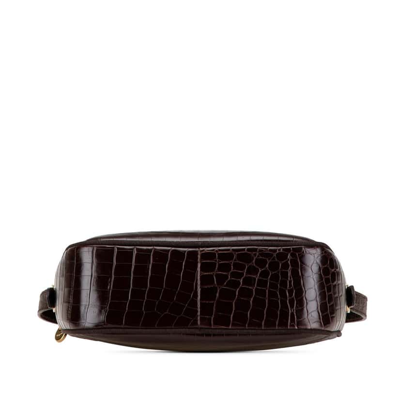 Salvatore Ferragamo Croc Embossed Calfskin Vara Crossbody Brown Leather Good condition - Inside View