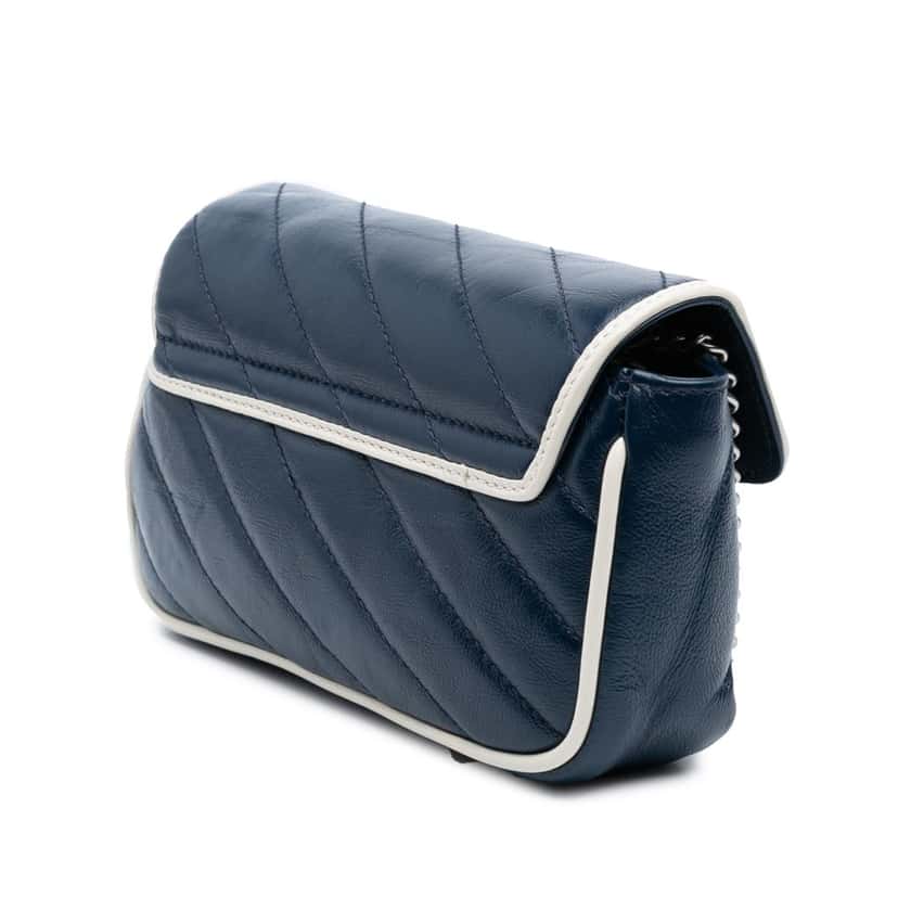 Gucci Super Mini GG Marmont Matelasse Leather Torchon Flap Crossbody Blue Leather Good condition - Back View
