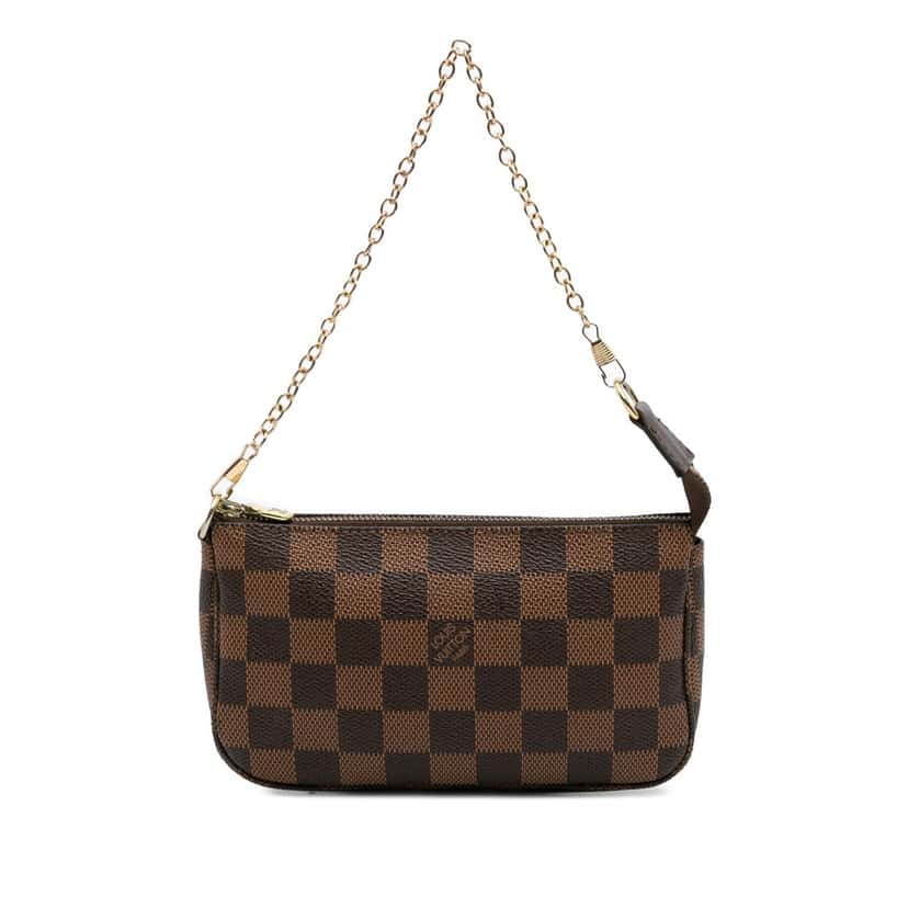 Louis Vuitton Damier Ebene Mini Pochette Accessoires Brown Canvas Good condition - Front View
