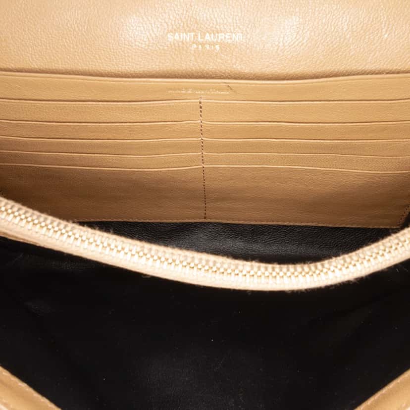 Saint Laurent Quilted Diamond Lambskin Becky Wallet on Chain Brown Leather Good condition - Model View