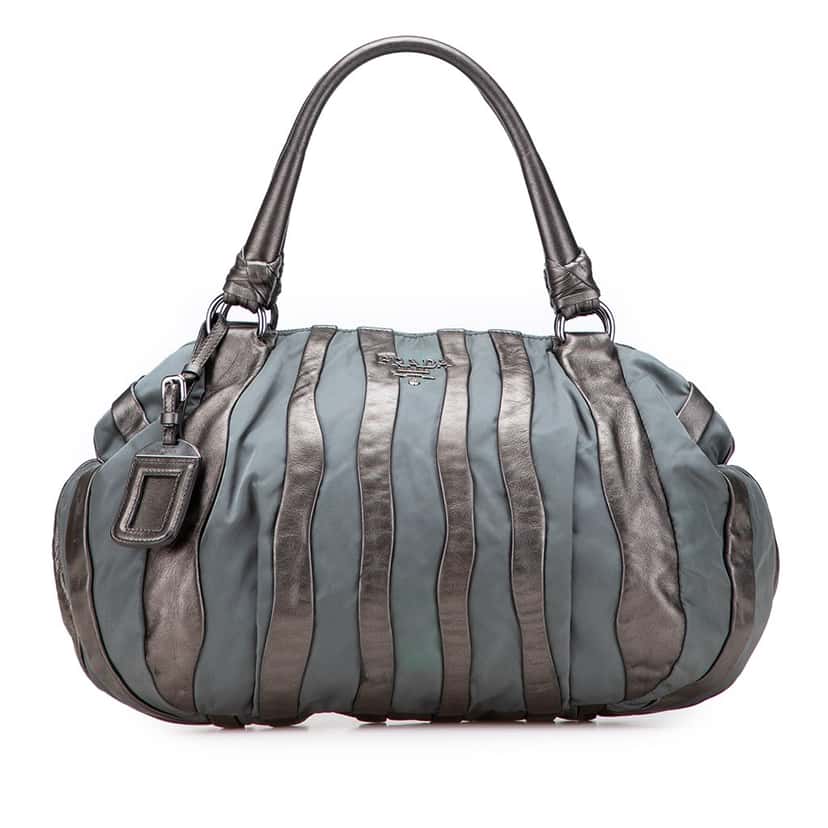 Prada Tessuto Nappa Waves Tote Grey Good condition - Front View