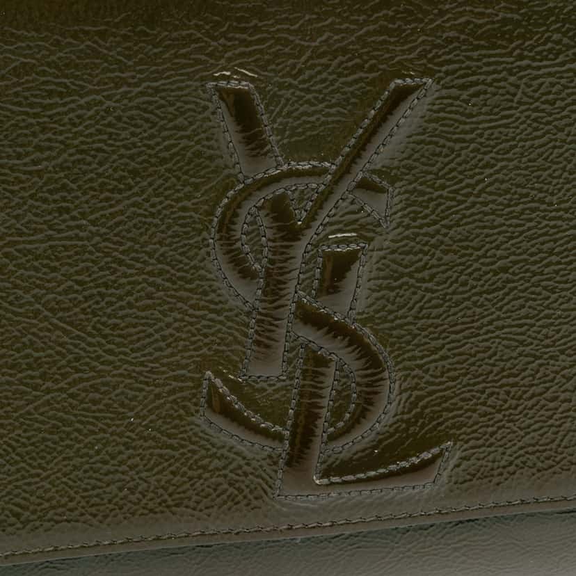 Yves Saint Laurent Large Patent Belle De Jour Clutch Brown Leather Good condition - Box View