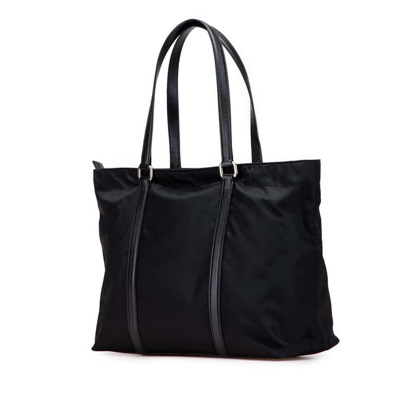 Prada Saffiano Trimmed Tessuto Tote Black Good condition - Back View