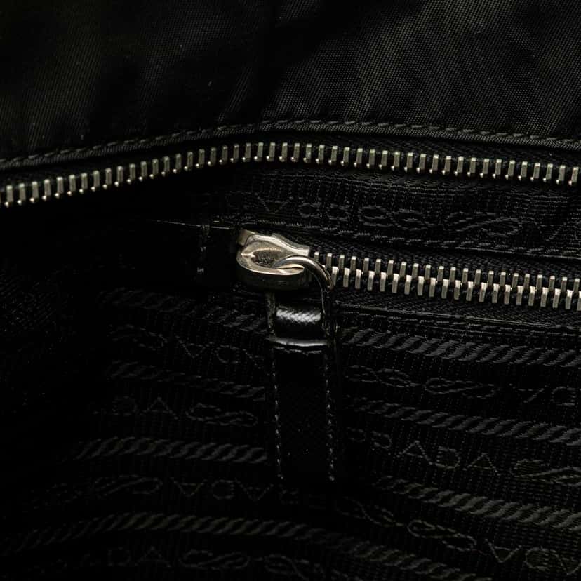 Prada Saffiano Trimmed Tessuto Tote Black Good condition - Box View