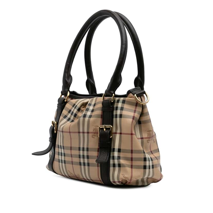 Burberry Haymarket Check Coated Canvas Satchel Brown Canvas Good condition - Back View