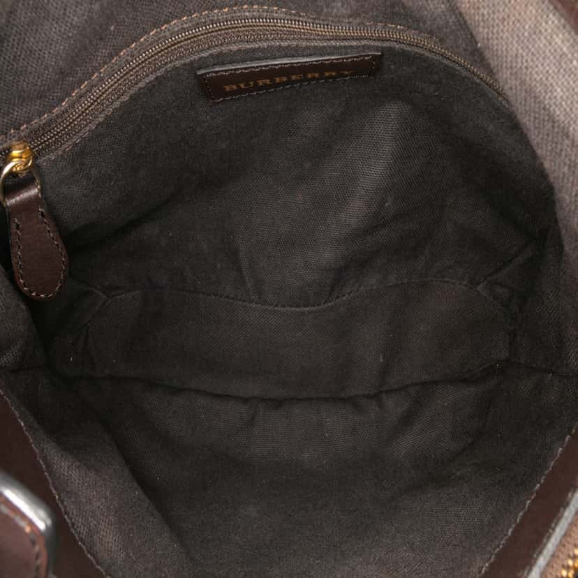 Burberry Haymarket Check Coated Canvas Satchel Brown Canvas Good condition - Model View