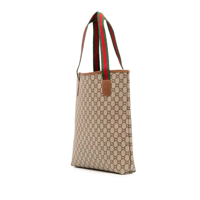 Gucci GG Supreme Plus Web Tote Brown Canvas Good condition - Back View